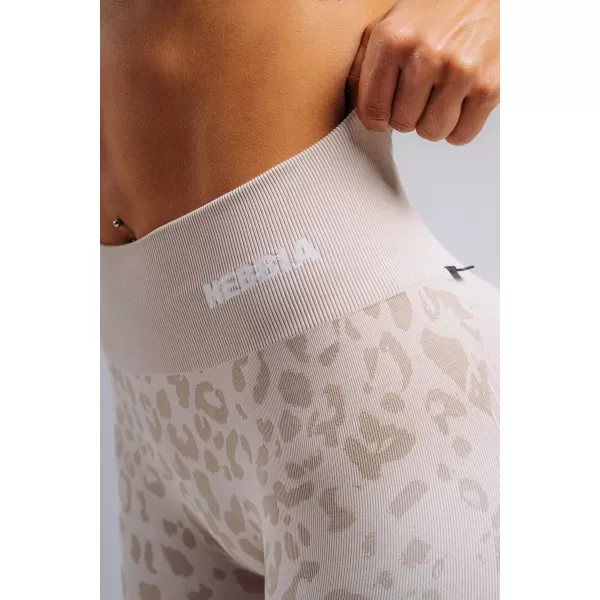  Kompresní push-up legíny s leopardím vzorem NEBBIA PRIMAL 849 CREAM LEOPARD 