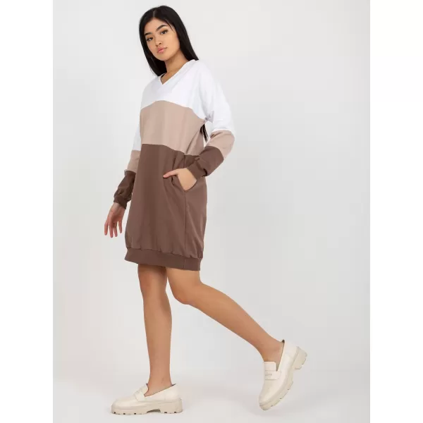  Dámské šaty RUE PARIS RV-SK-8382.31 WHITE-BROWN 