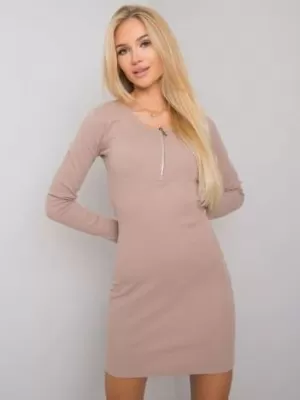 Dámské šaty RUE PARIS RV-SK-5080-1.23P DARK BEIGE