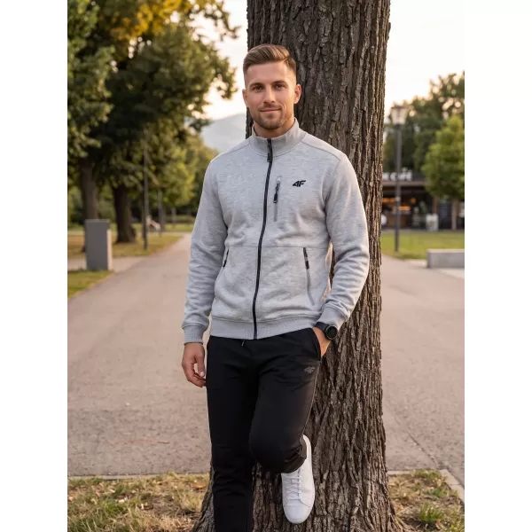  Pánská mikina 4F 4FWMM00TSWSM2547 COLD LIGHT GREY MELANGE 