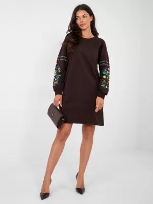 Dámské šaty RUE PARIS RV-SK-8979.94P DARK BROWN