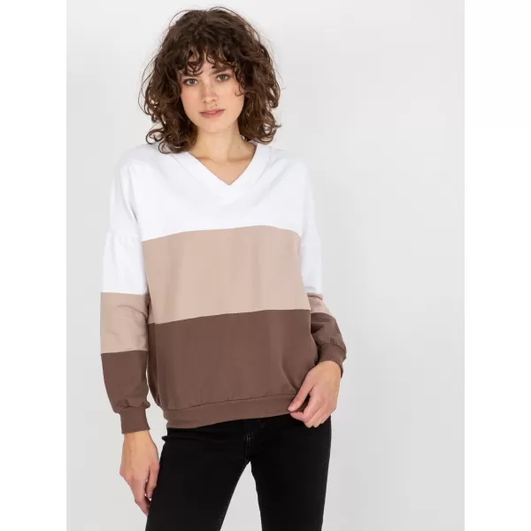  Dámská mikina RUE PARIS RV-BL-8328.65P WHITE-BROWN 