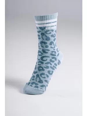 Crew ponožky s leopardím vzorem NEBBIA PRIMAL 106 BLUE LEOPARD