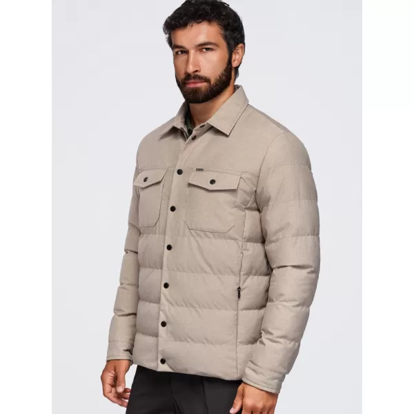  Pánská prošívaná košilová bunda OMBRE OM-JALP-0256 BLACK 
