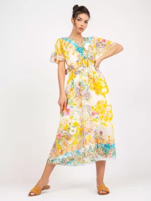 Dámské šaty ITALY MODA DHJ-SK-15967-1.01P WHITE-YELLOW
