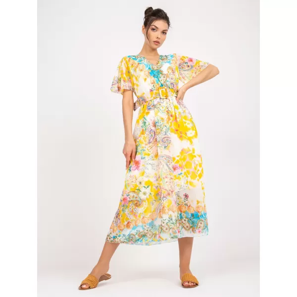  Dámské šaty ITALY MODA DHJ-SK-15967-1.01P WHITE-YELLOW 