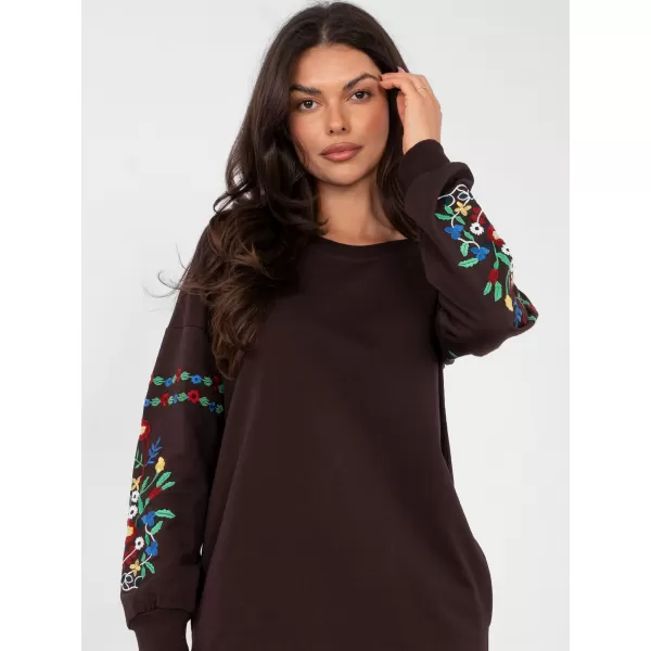 Dámské šaty RUE PARIS RV-SK-8979.94P DARK BROWN 