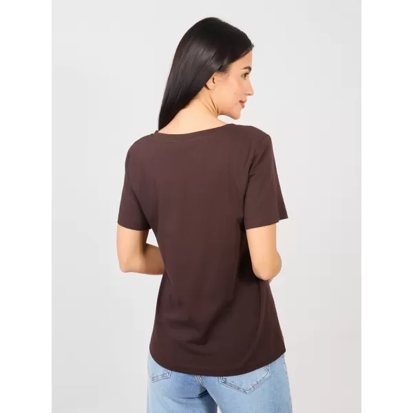  Dámské tričko RUE PARIS RV-TS-A1095.33 DARK BROWN 