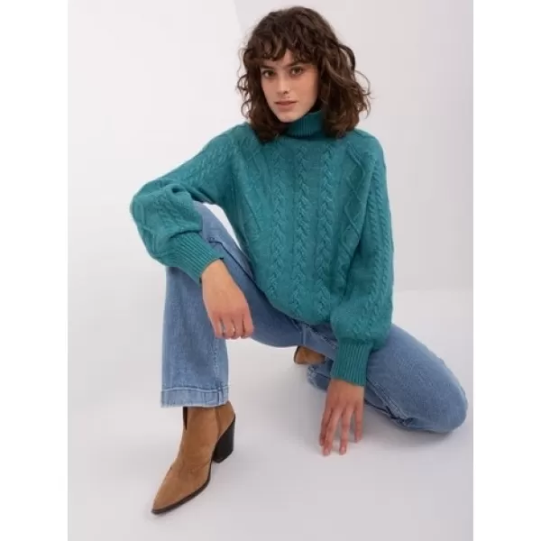  Dámský svetr WOOL FASHION ITALIA AT-SW-2355-2.12P TURQUOISE 