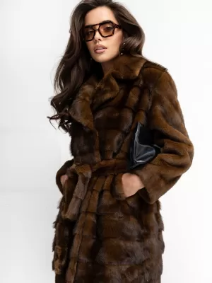 Dámský kabát FACTORY PRICE MBM-PL-25-32.98P BROWN