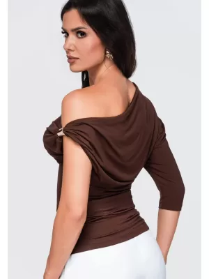 Dámské triko OMBRE OW-TS-E0075 BROWN