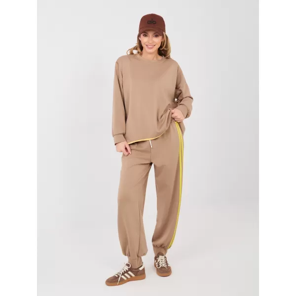  Dámská tepláková souprava RUE PARIS IT-KMPL-22216.75 DARK BEIGE 