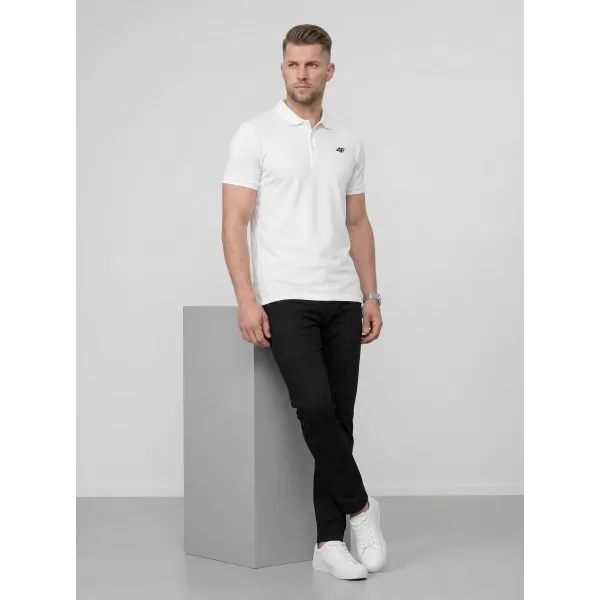 Pánské triko s límečkem 4F 4FWMM00TPTSM0770 WHITE 