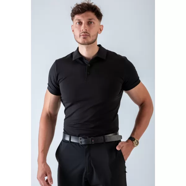  Pánské trička NEBBIA MIKE MUSCLE FIT POLO 157 BLACK 