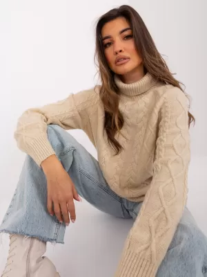 Dámský svetr WOOL FASHION ITALIA AT-SW-2355-2.12P BEIGE