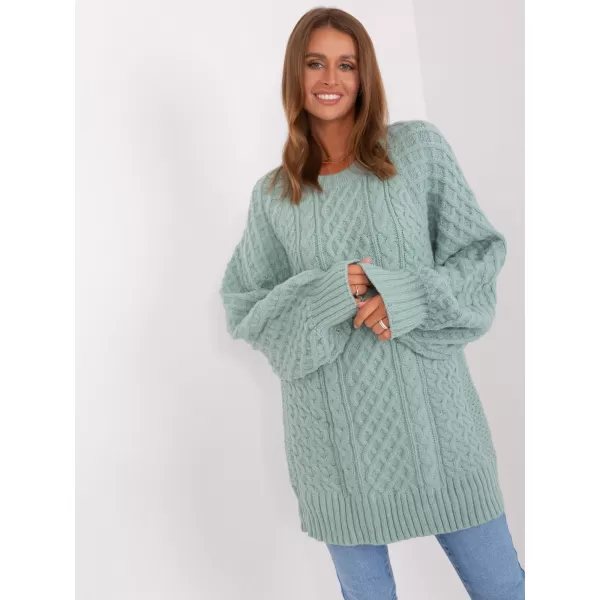  Dámské pletené šaty WOOL FASHION ITALIA AT-SW-2367-2.64P MINT 