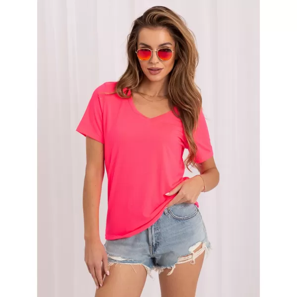  Dámské tričko RUE PARIS RV-TS-A1095.33 FLUO PINK 