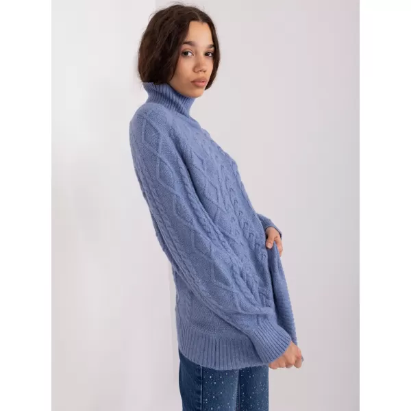  Dámský copánkový rolák WOOL FASHION ITALIA AT-SW-2355-2.30X DARK BLUE 