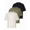 Pánské triko OMBRE OM-TSBC-0291 BLACK/OFF WHITE/PALE OLIVE