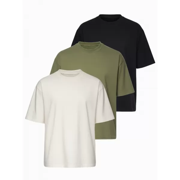  Pánské triko OMBRE OM-TSBC-0291 BLACK/OFF WHITE/PALE OLIVE 