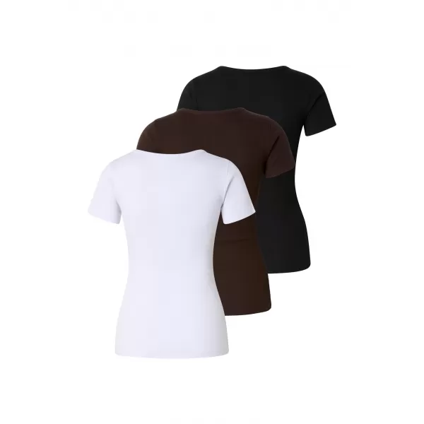 Dámské tričko URBAN CLASSICS TB8567B-23655 WHITE/BLACK/WARM BROWN 