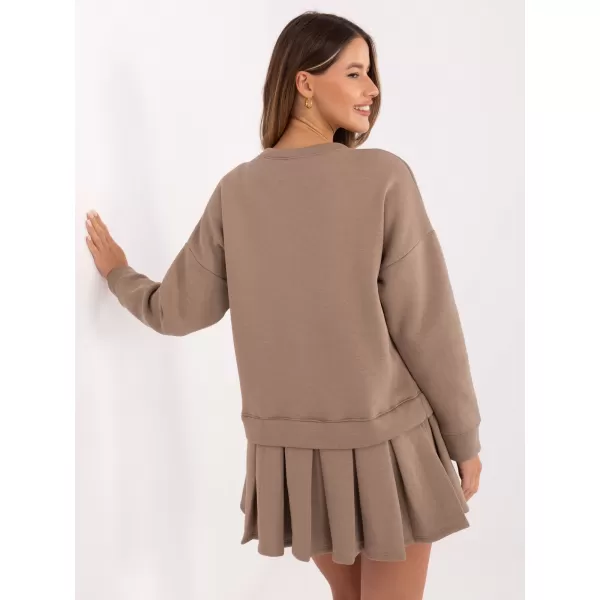  Dámské šaty RUE PARIS MI-SK-3249.98 DARK BEIGE 