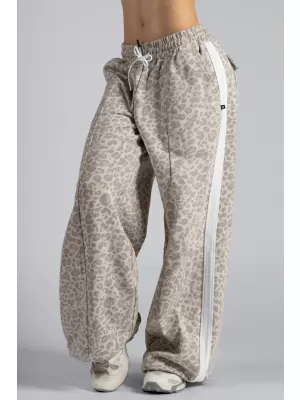 Baggy tepláky s leopardím vzorem NEBBIA PRIMAL 865 CREAM LEOPARD