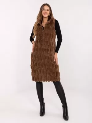 Dámská vesta WOOL FASHION ITALIA AT-KZ-2368-1.57 DARK BEIGE