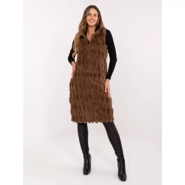  Dámská vesta WOOL FASHION ITALIA AT-KZ-2368-1.57 DARK BEIGE 