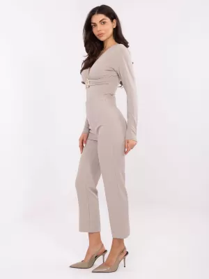Dámské kalhoty RUE PARIS IT-SP-FL9069.00 LIGHT BEIGE