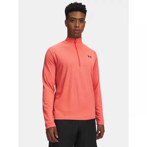  Pánské triko UNDER ARMOUR TECH TEXTURED 1/2 ZIP 1382797-690 ČERVENÁ 