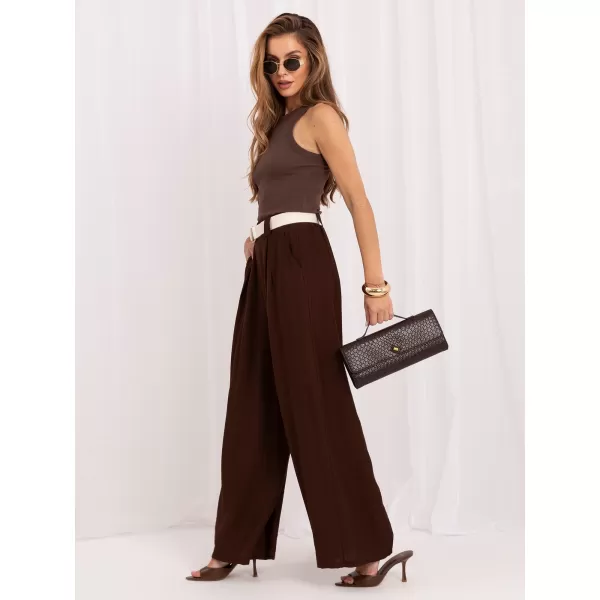 Dámské kalhoty RUE PARIS IT-SP-10358.16 DARK BROWN 