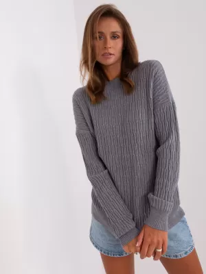 Dámský svetr WOOL FASHION ITALIA AT-SW-2338.14P DARK GREY