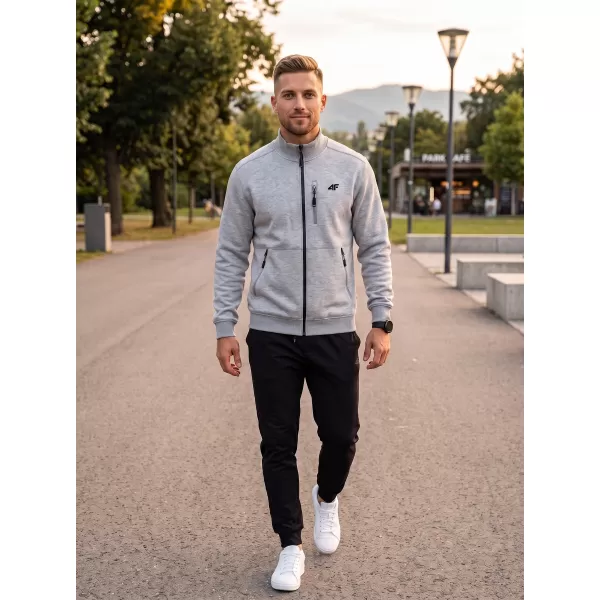  Pánská mikina 4F 4FWMM00TSWSM2547 COLD LIGHT GREY MELANGE 
