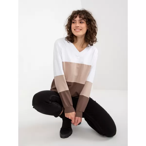  Dámská mikina RUE PARIS RV-BL-8328.65P WHITE-BROWN 