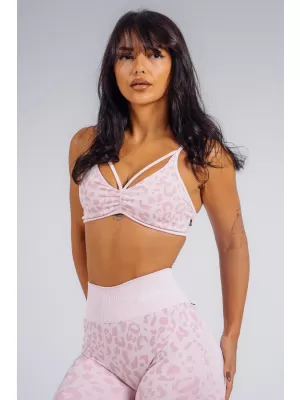 Medium support sportovní podprsenka s leopardím vzorem NEBBIA PRIMAL 854 PINK LEOPARD