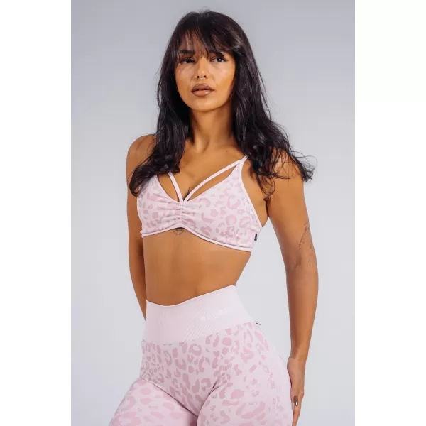  Medium support sportovní podprsenka s leopardím vzorem NEBBIA PRIMAL 854 PINK LEOPARD 