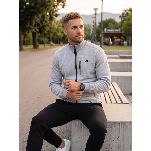  Pánská mikina 4F 4FWMM00TSWSM2547 COLD LIGHT GREY MELANGE 
