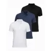 Pánské triko s límečkem OMBRE OM-POBS-0171 BLACK/ NAVY/WHITE
