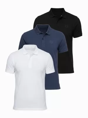 Pánské triko s límečkem OMBRE OM-POBS-0171 BLACK/ NAVY/WHITE
