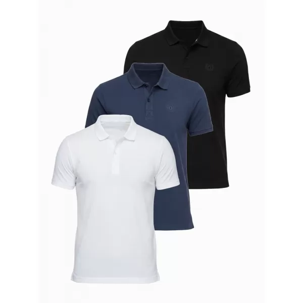  Pánské triko s límečkem OMBRE OM-POBS-0171 BLACK/ NAVY/WHITE 