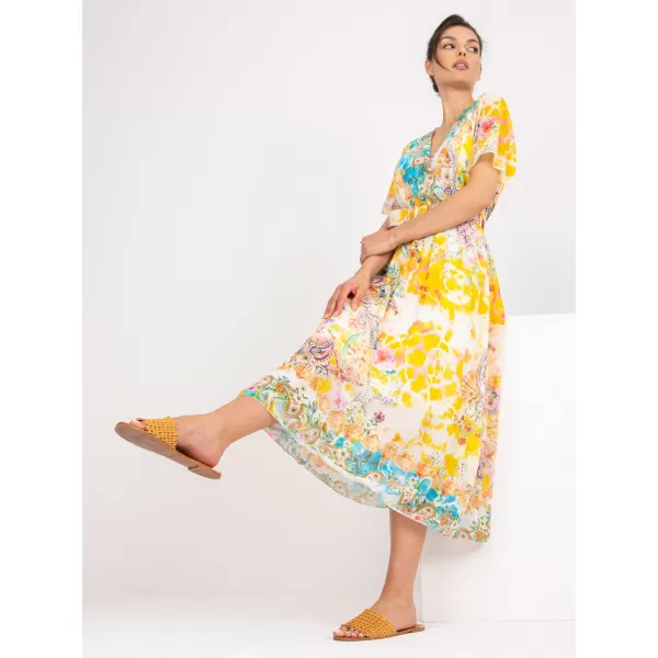  Dámské šaty ITALY MODA DHJ-SK-15967-1.01P WHITE-YELLOW 