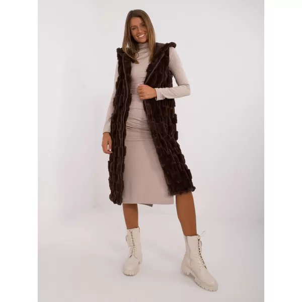  Dámská vesta WOOL FASHION ITALIA AT-KZ-2368-1.07 DARK BROWN 