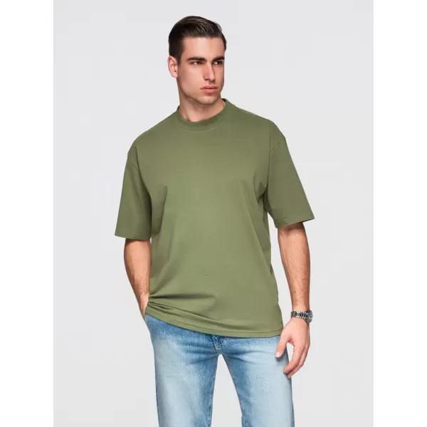  Pánské triko OMBRE OM-TSBC-0291 BLACK/OFF WHITE/PALE OLIVE 