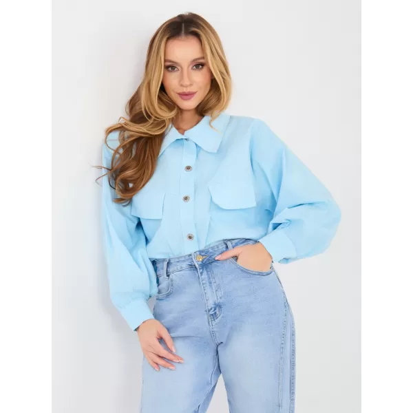 Dámská halenka RUE PARIS IT-KR-FL10071.50 LIGHT BLUE 