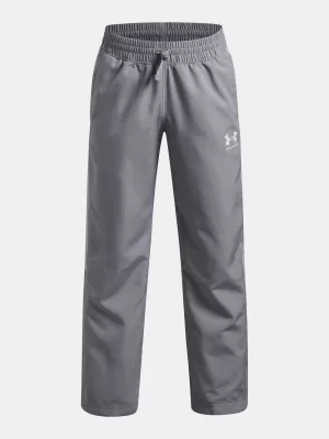 Chlapecké kalhoty UNDER ARMOUR UA B RIVAL WVN PANT 1390155-035 ŠEDÁ
