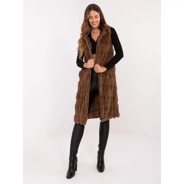  Dámská vesta WOOL FASHION ITALIA AT-KZ-2368-1.57 DARK BEIGE 