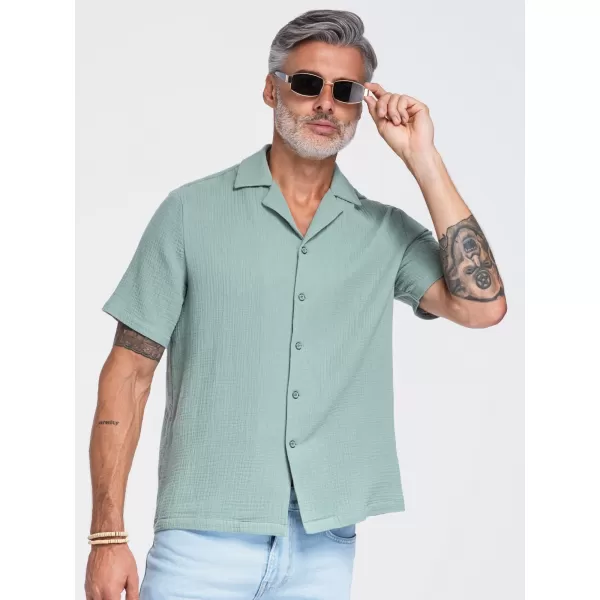  Pánská košile OMBRE OM-SHSS-0223 PASTEL GREEN 