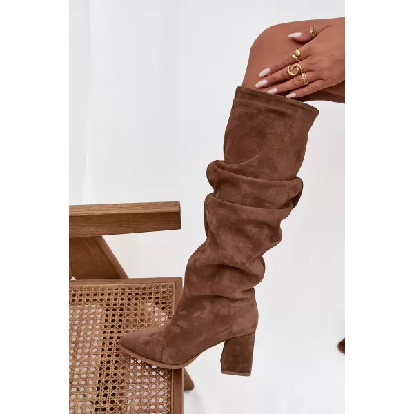  Dámské kozačky ZAZOO 4228 LIGHT BROWN 