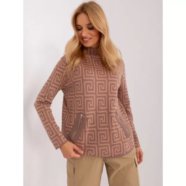  Dámský svetr WOOL FASHION ITALIA AT-SW-2341.00P LIGHT BROWN 